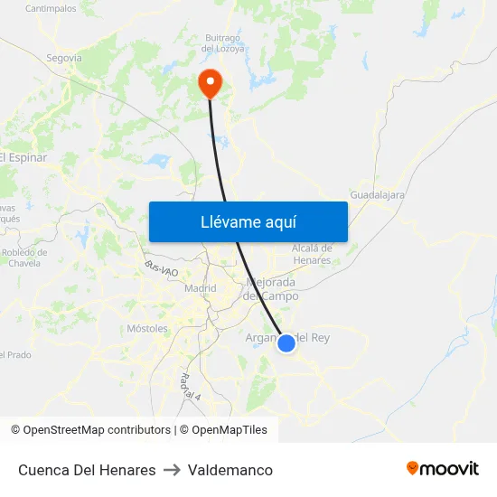 Cuenca Del Henares to Valdemanco map