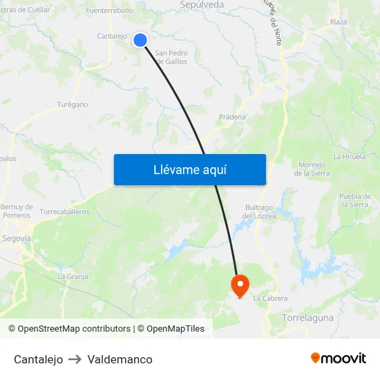 Cantalejo to Valdemanco map