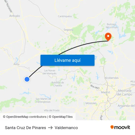 Santa Cruz De Pinares to Valdemanco map
