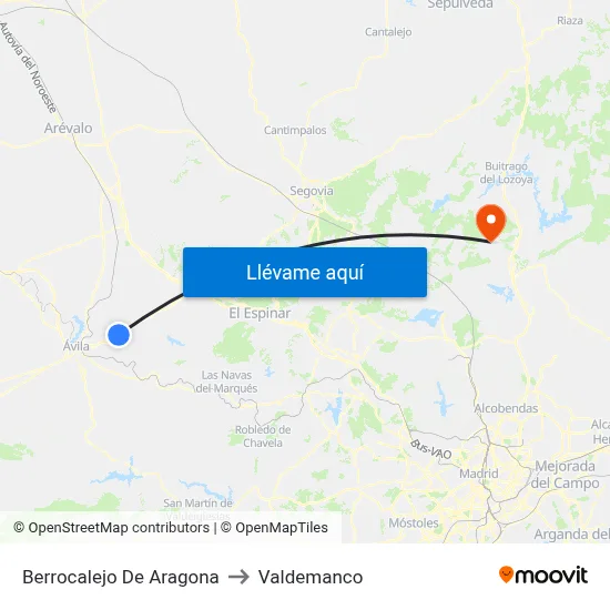 Berrocalejo De Aragona to Valdemanco map