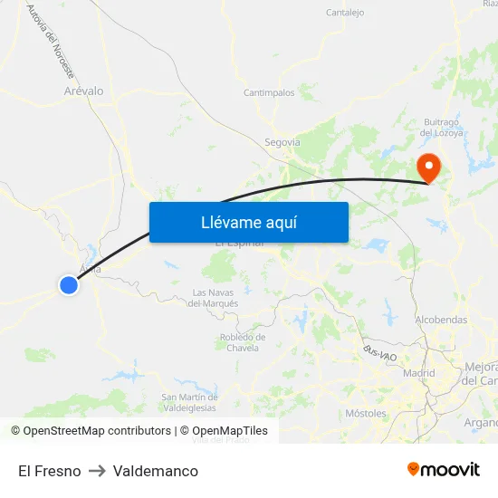 El Fresno to Valdemanco map