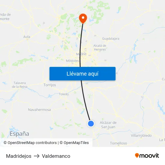 Madridejos to Valdemanco map