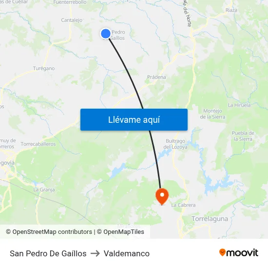 San Pedro De Gaíllos to Valdemanco map