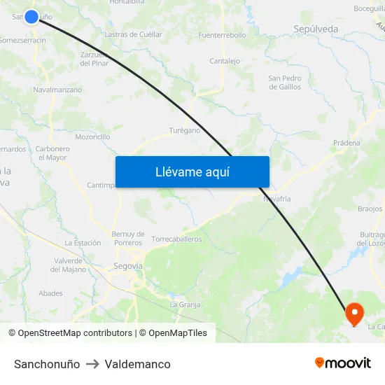 Sanchonuño to Valdemanco map