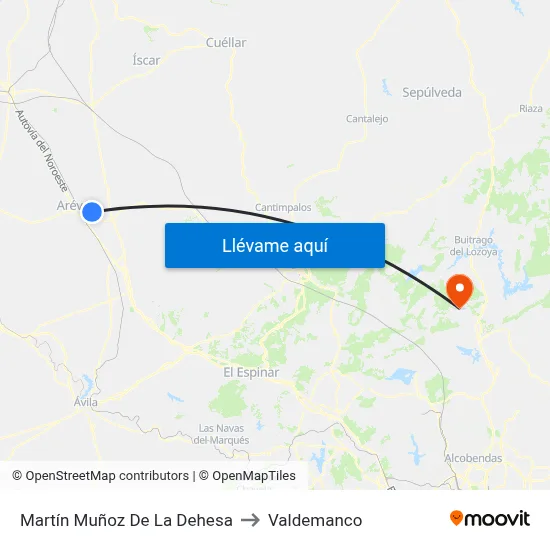 Martín Muñoz De La Dehesa to Valdemanco map