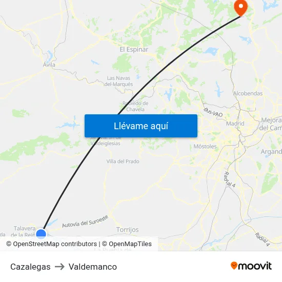Cazalegas to Valdemanco map
