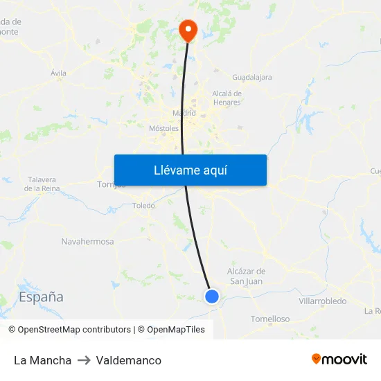 La Mancha to Valdemanco map