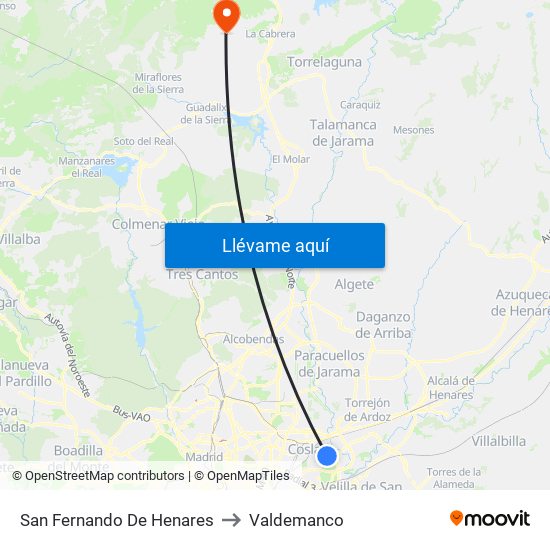 San Fernando De Henares to Valdemanco map