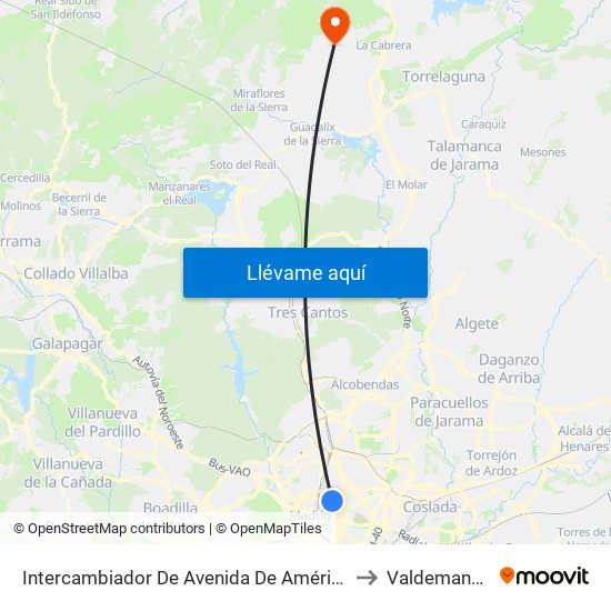Intercambiador De Avenida De América to Valdemanco map