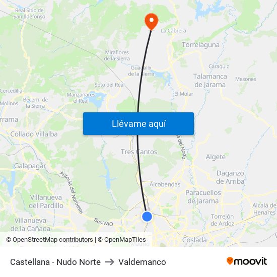Castellana - Nudo Norte to Valdemanco map