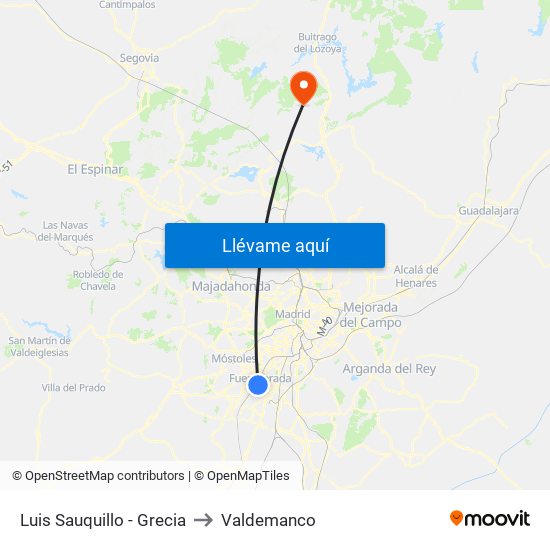 Luis Sauquillo - Grecia to Valdemanco map