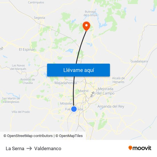 La Serna to Valdemanco map