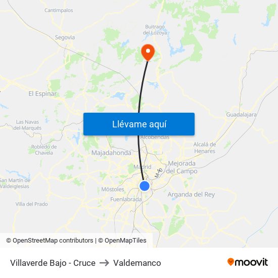 Villaverde Bajo - Cruce to Valdemanco map
