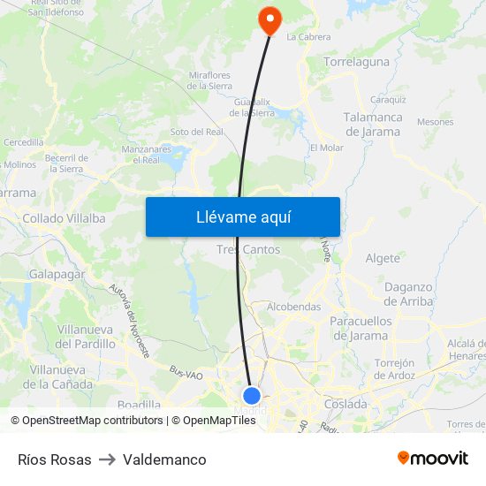 Ríos Rosas to Valdemanco map