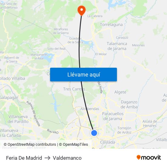 Feria De Madrid to Valdemanco map