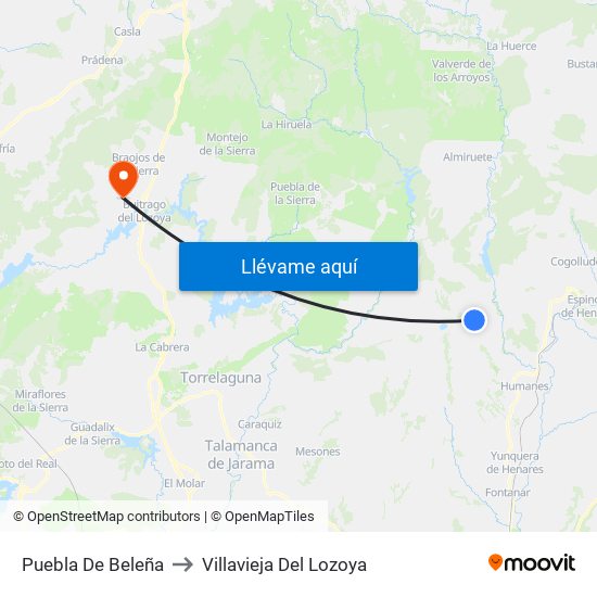 Puebla De Beleña to Villavieja Del Lozoya map