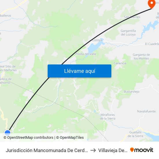 Jurisdicción Mancomunada De Cerdedilla Y Navacerrada to Villavieja Del Lozoya map