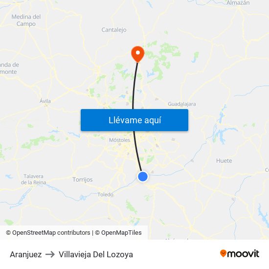 Aranjuez to Villavieja Del Lozoya map