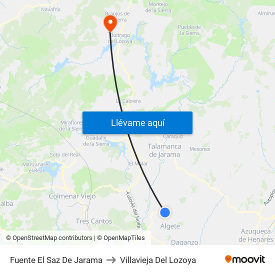 Fuente El Saz De Jarama to Villavieja Del Lozoya map