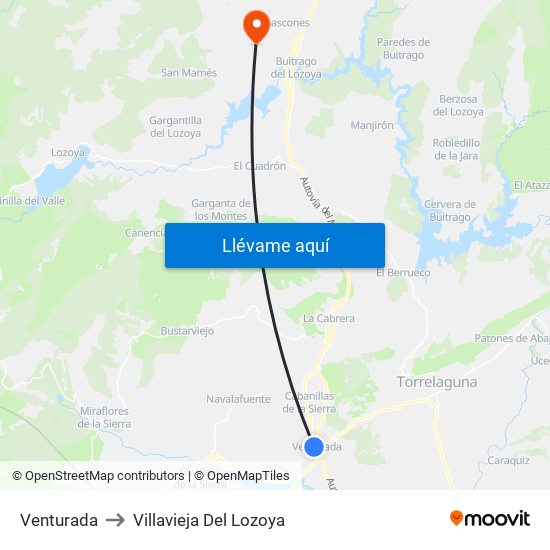 Venturada to Villavieja Del Lozoya map