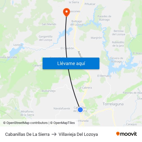 Cabanillas De La Sierra to Villavieja Del Lozoya map