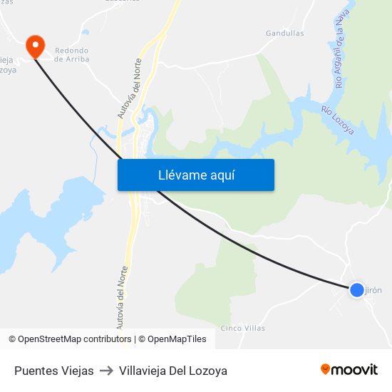 Puentes Viejas to Villavieja Del Lozoya map