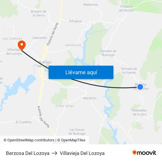 Berzosa Del Lozoya to Villavieja Del Lozoya map