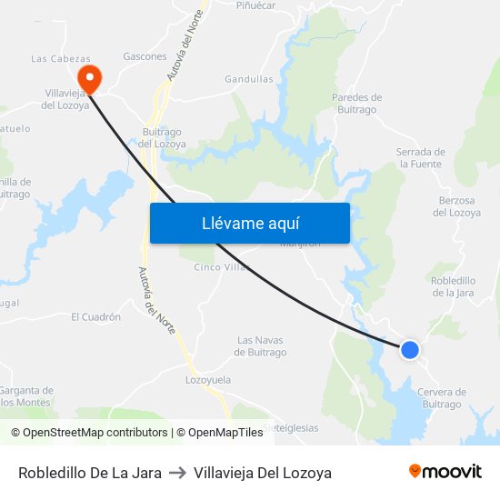Robledillo De La Jara to Villavieja Del Lozoya map