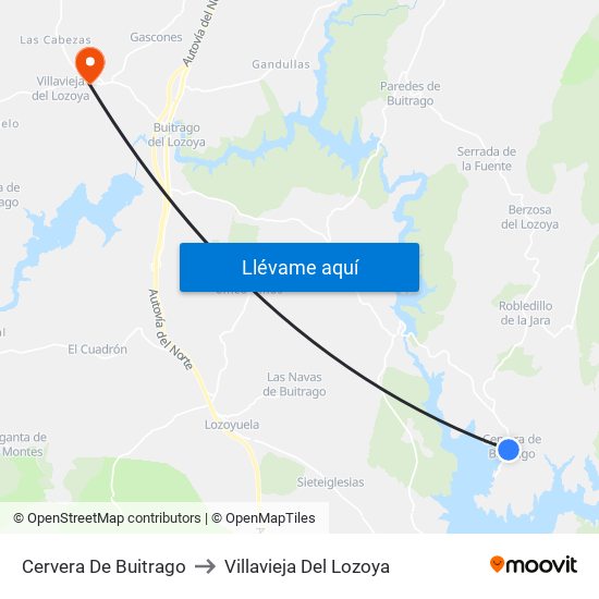 Cervera De Buitrago to Villavieja Del Lozoya map