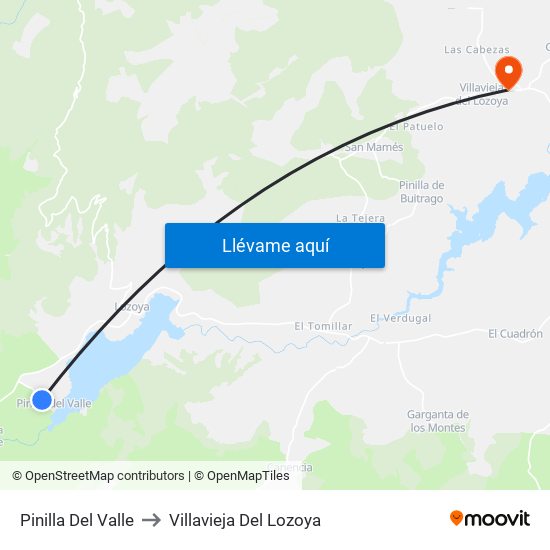 Pinilla Del Valle to Villavieja Del Lozoya map
