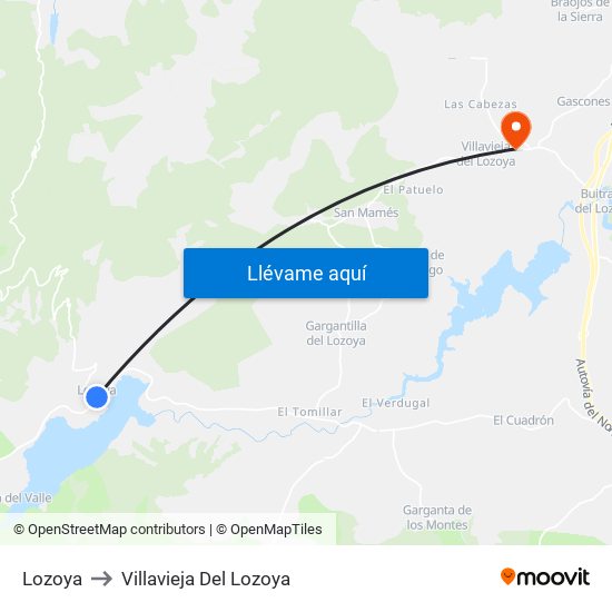 Lozoya to Villavieja Del Lozoya map