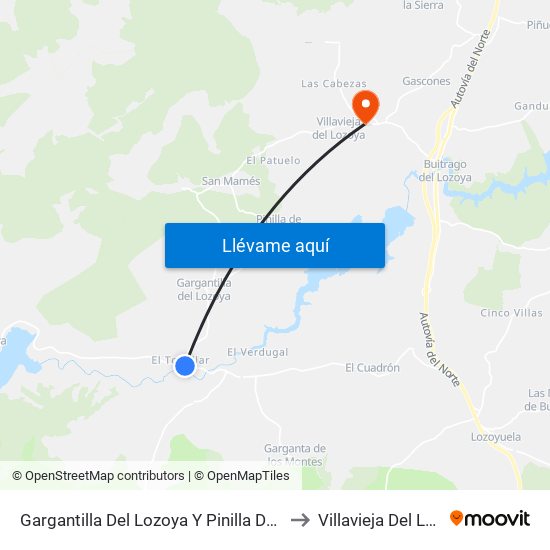 Gargantilla Del Lozoya Y Pinilla De Buitrago to Villavieja Del Lozoya map