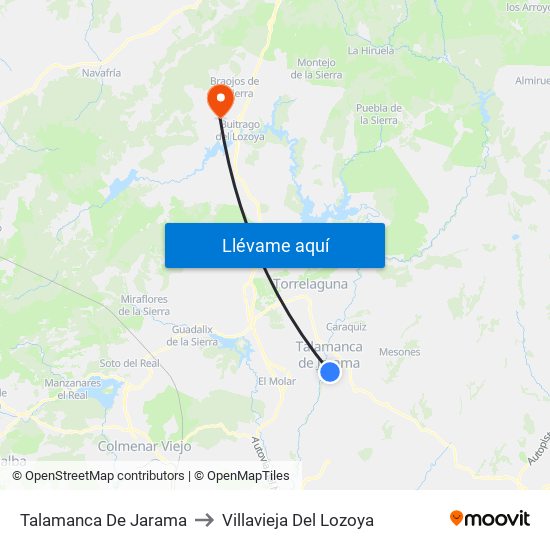 Talamanca De Jarama to Villavieja Del Lozoya map