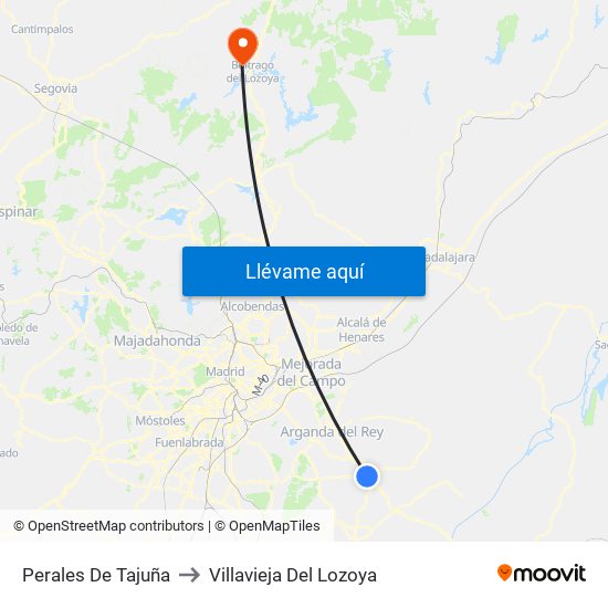 Perales De Tajuña to Villavieja Del Lozoya map