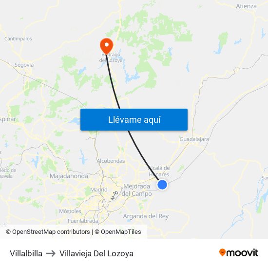 Villalbilla to Villavieja Del Lozoya map