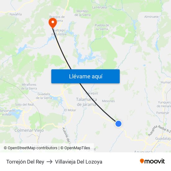 Torrejón Del Rey to Villavieja Del Lozoya map