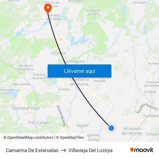 Camarma De Esteruelas to Villavieja Del Lozoya map