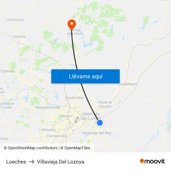Loeches to Villavieja Del Lozoya map