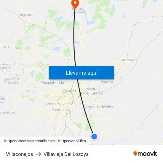 Villaconejos to Villavieja Del Lozoya map