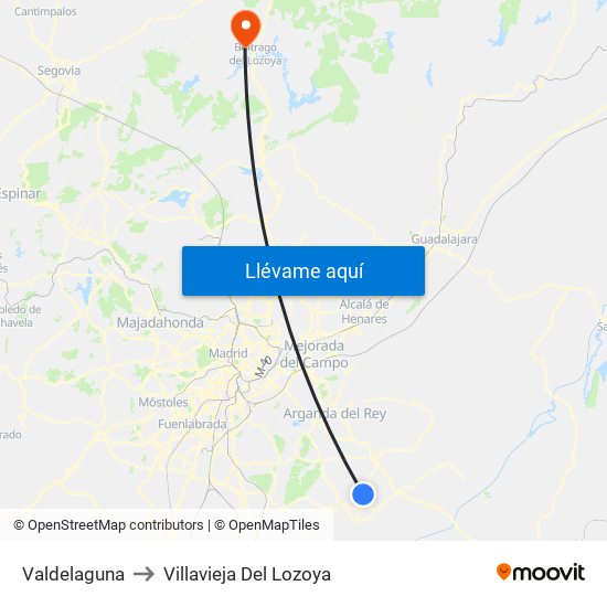 Valdelaguna to Villavieja Del Lozoya map