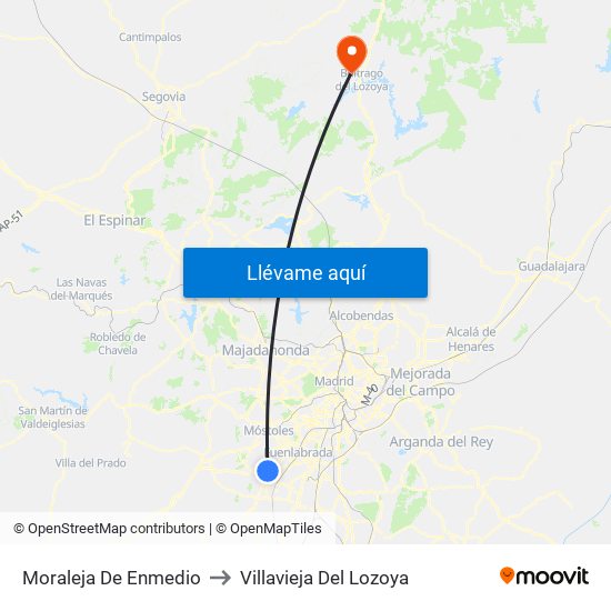 Moraleja De Enmedio to Villavieja Del Lozoya map