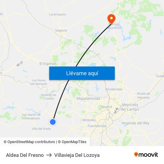 Aldea Del Fresno to Villavieja Del Lozoya map