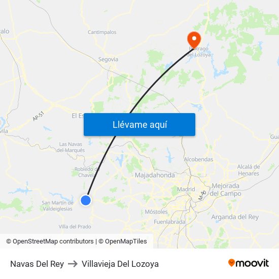 Navas Del Rey to Villavieja Del Lozoya map