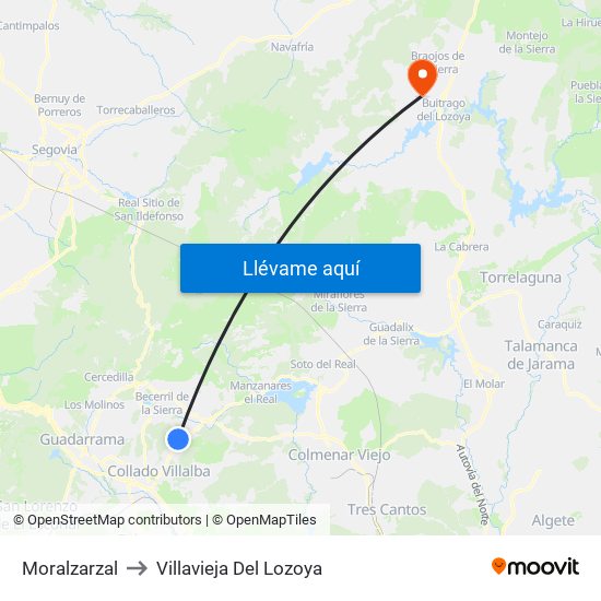 Moralzarzal to Villavieja Del Lozoya map