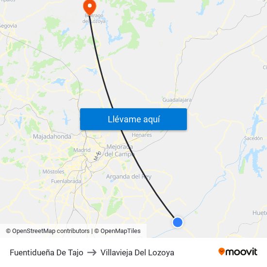 Fuentidueña De Tajo to Villavieja Del Lozoya map