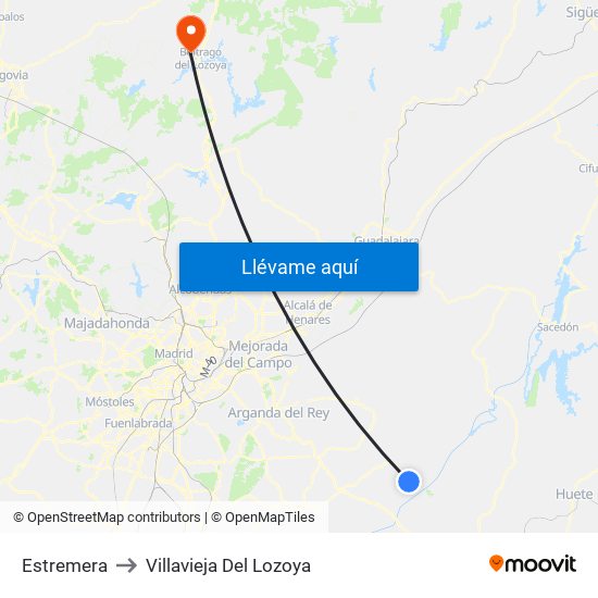Estremera to Villavieja Del Lozoya map