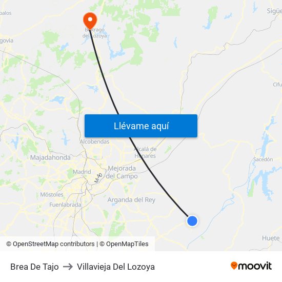 Brea De Tajo to Villavieja Del Lozoya map