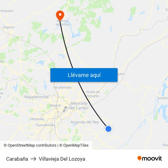 Carabaña to Villavieja Del Lozoya map