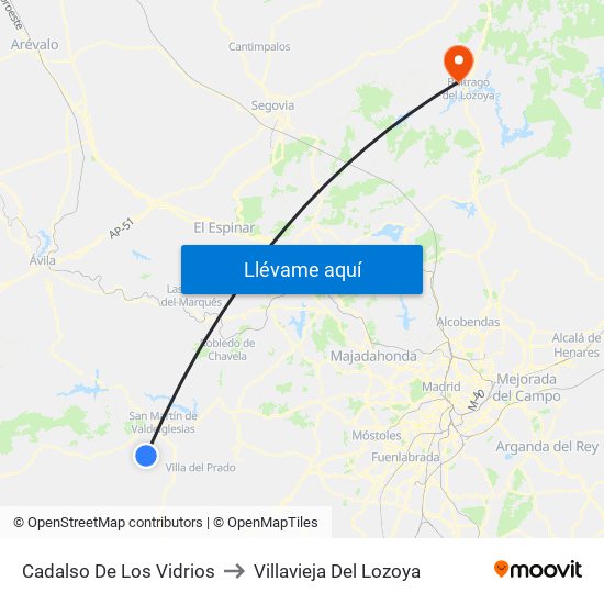 Cadalso De Los Vidrios to Villavieja Del Lozoya map