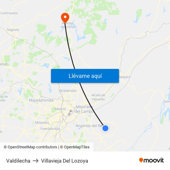 Valdilecha to Villavieja Del Lozoya map